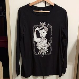 Torrid Black Long Sleeve Top with Graphic Design